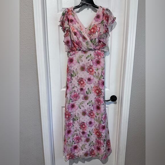 Nightway Collection Women's Floral Short Sleeve Bohemian Maxi Dress Size 4 - Picture 4 of 12